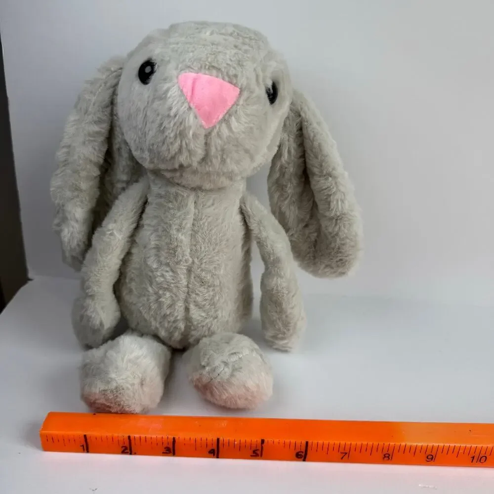 Gray Bunny Plush Rabbit Stuffed Animal 9” Soft Floppy Ears Easter Baby Gift